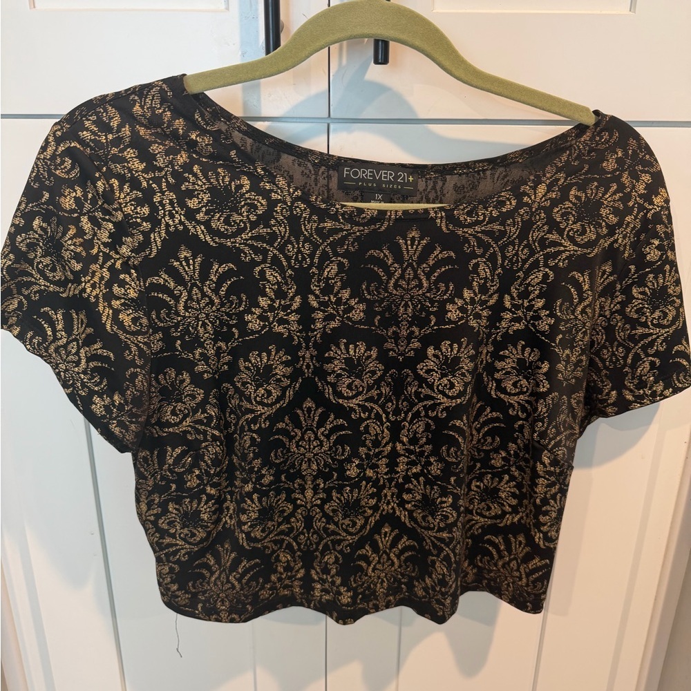 Gold Floral Crop Top